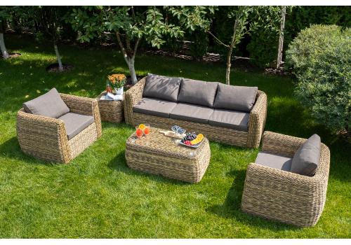  "Кальяри" лаунж-зона из искусственного ротанга (гиацинт), цвет соломенный, фото 1 