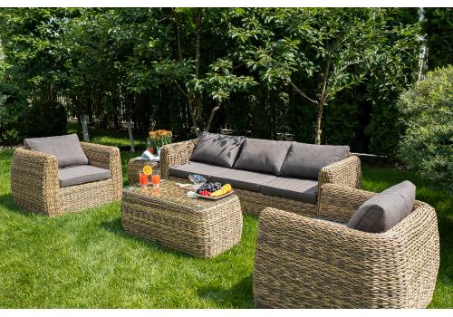  "Кальяри" лаунж-зона из искусственного ротанга (гиацинт), цвет соломенный, фото 3 