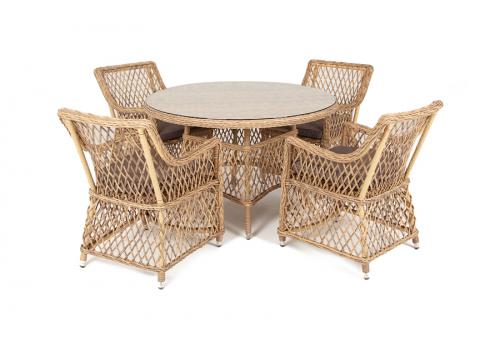  "Доппио" обеденная группа плетеная, цвет соломенный, фото 5 