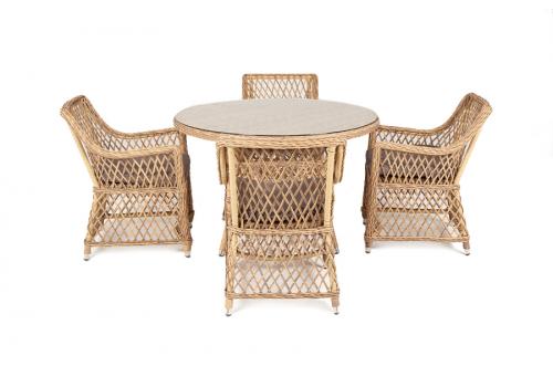  "Доппио" обеденная группа плетеная, цвет соломенный, фото 6 