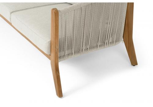  "Сидней" диван 3-местный плетеный из роупа, основание тик, каркас алюминий бежевый, роуп бежевый, ткань бежевая, фото 4 