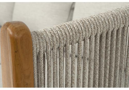  "Сидней" диван 3-местный плетеный из роупа, основание тик, каркас алюминий бежевый, роуп бежевый, ткань бежевая, фото 5 