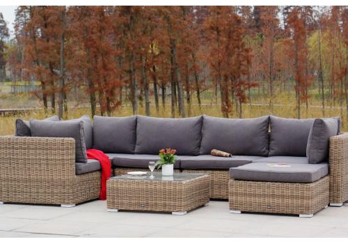  "Лунго" трансформирующаяся лаунж-зона из искусственного ротанга, цвет соломенный, фото 1 