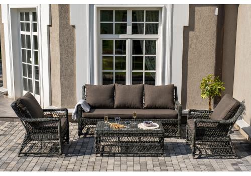  "Гранд Латте" лаунж-зона из искусственного ротанга, цвет графит, фото 1 