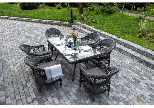  "Амароне" обеденная группа из искусственного ротанга на 6 персон, цвет графит, фото 2 