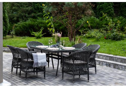  "Амароне" обеденная группа из искусственного ротанга на 6 персон, цвет графит, фото 3 