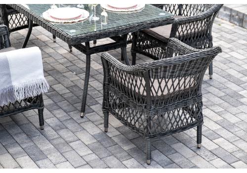  "Амароне" обеденная группа из искусственного ротанга на 6 персон, цвет графит, фото 8 