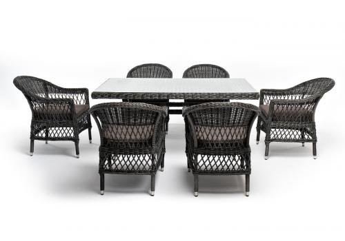  "Амароне" обеденная группа из искусственного ротанга на 6 персон, цвет графит, фото 16 