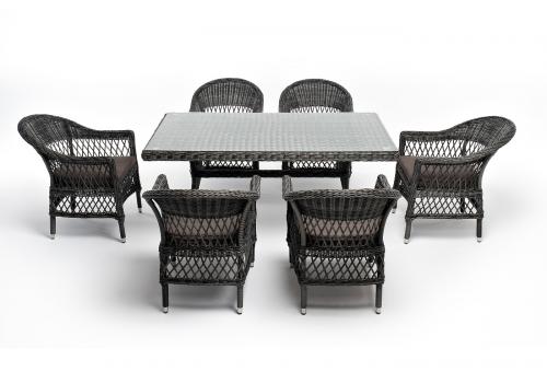  "Амароне" обеденная группа из искусственного ротанга на 6 персон, цвет графит, фото 17 