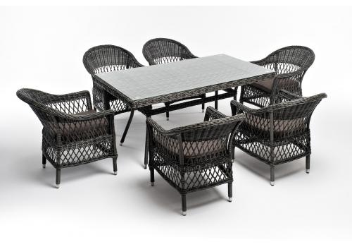  "Амароне" обеденная группа из искусственного ротанга на 6 персон, цвет графит, фото 18 