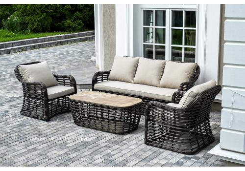  "Ницца" лаунж-зона из искусственного ротанга, цвет бронзовый, фото 1 