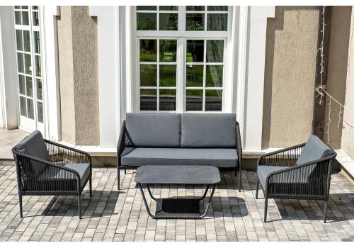  "Канны" лаунж-зона 4-местная плетеная из роупа (веревки), цвет темно-серый, фото 1 