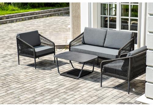  "Канны" лаунж-зона 4-местная плетеная из роупа (веревки), цвет темно-серый, фото 2 