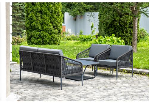  "Канны" лаунж-зона 4-местная плетеная из роупа (веревки), цвет темно-серый, фото 3 