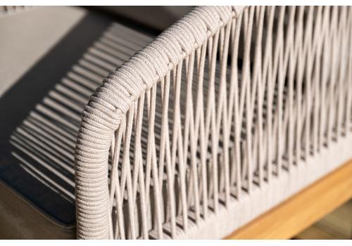  "Канны" кресло плетеное из роупа, основание дуб, роуп бежевый круглый, ткань бежевая 15052, фото 14 