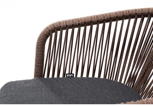  "Марсель" стул плетеный из роупа, основание дуб, роуп коричневый круглый, ткань темно-серая 027, фото 2 