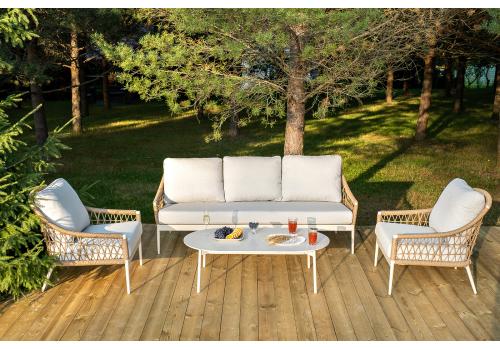  "Венеция" лаунж-зона из искусственного ротанга, цвет соломенный, фото 1 