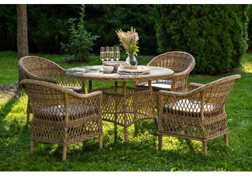  "Дольче" обеденная группа из искусственного ротанга, цвет соломенный, фото 1 