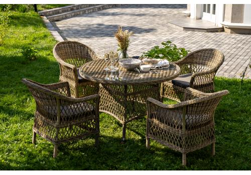  "Дольче" обеденная группа из искусственного ротанга, цвет соломенный, фото 2 