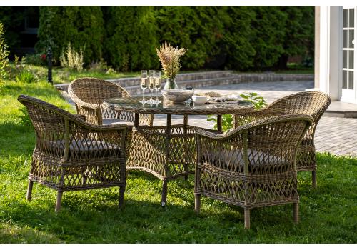  "Дольче" обеденная группа из искусственного ротанга, цвет соломенный, фото 3 