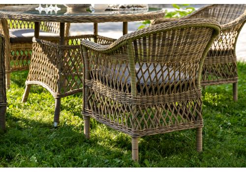  "Дольче" обеденная группа из искусственного ротанга, цвет соломенный, фото 5 