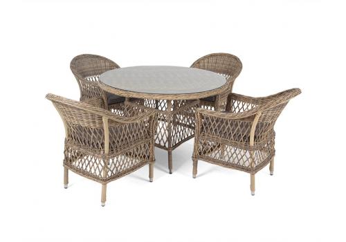  "Дольче" обеденная группа из искусственного ротанга, цвет соломенный, фото 15 
