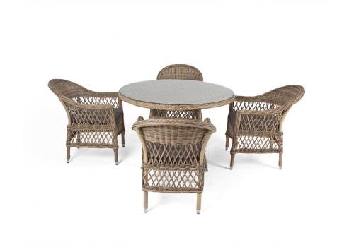  "Дольче" обеденная группа из искусственного ротанга, цвет соломенный, фото 16 