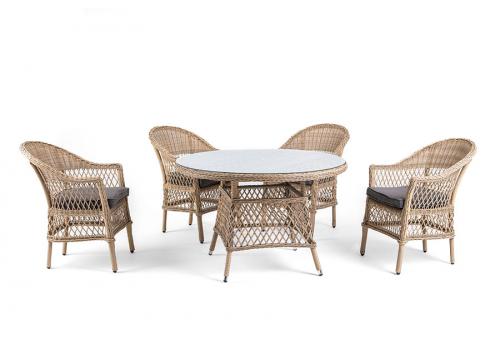  "Дольче" обеденная группа из искусственного ротанга, цвет соломенный, фото 18 