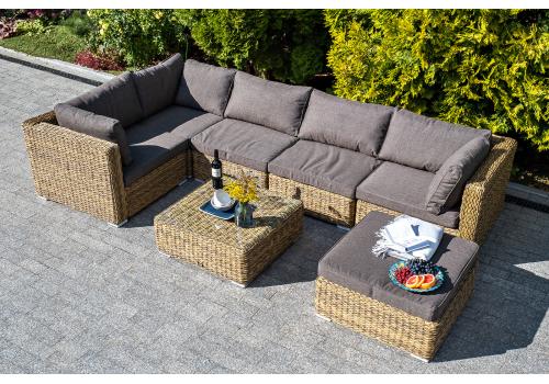  "Лунго" трансформирующийся диван из искусственного ротанга (гиацинт), цвет соломенный, фото 12 