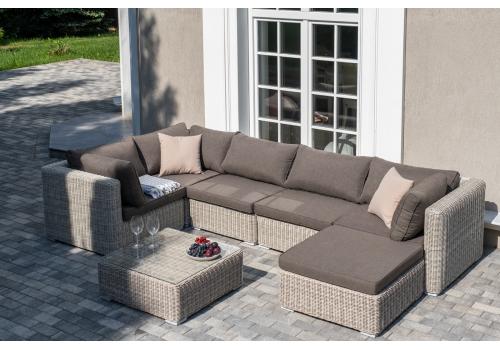  "Лунго" трансформирующаяся лаунж-зона из искусственного ротанга, цвет бежевый, фото 1 