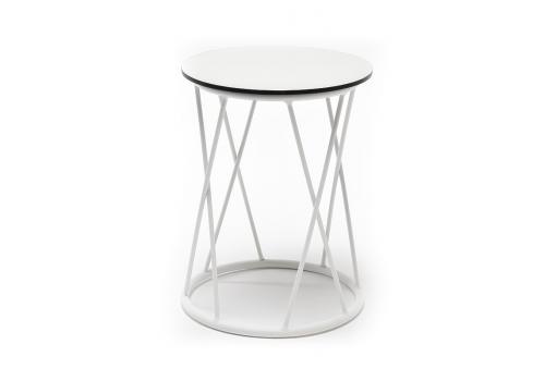  "Колумбия" журнальный стол из HPL круглый Ø40 H55, каркас из стали белый, цвет столешницы "молочный", фото 1 