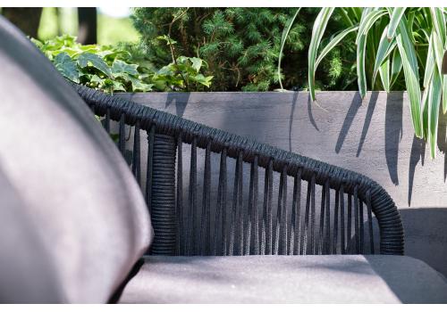  "Канны" диван 2-местный плетеный из роупа, каркас алюминий темно-серый (RAL7024) муар, роуп темно-серый круглый, ткань темно-серая 027, фото 6 