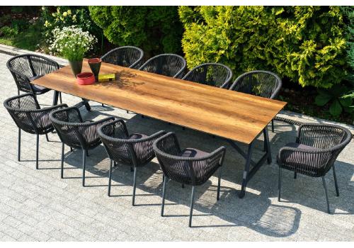  "Куба" обеденная группа на 10 персон, стол HPL "дуб", круглый роуп, фото 1 