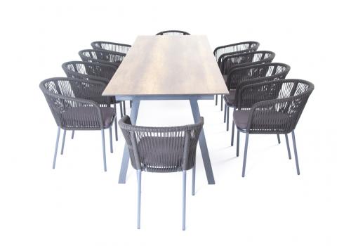  "Куба" обеденная группа на 10 персон, стол HPL "дуб", круглый роуп, фото 13 