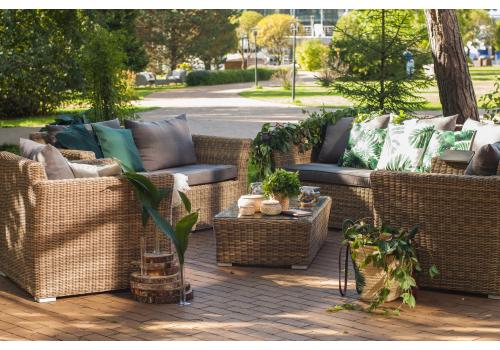  "Капучино Дабл" лаунж-зона из искусственного ротанга, цвет соломенный, фото 1 