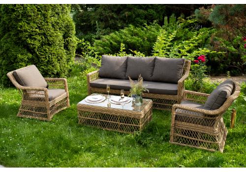  "Гранд Латте" лаунж-зона из искусственного ротанга, цвет соломенный, фото 1 