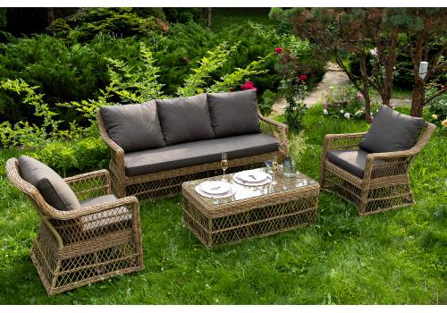  "Гранд Латте" лаунж-зона из искусственного ротанга, цвет соломенный, фото 4 