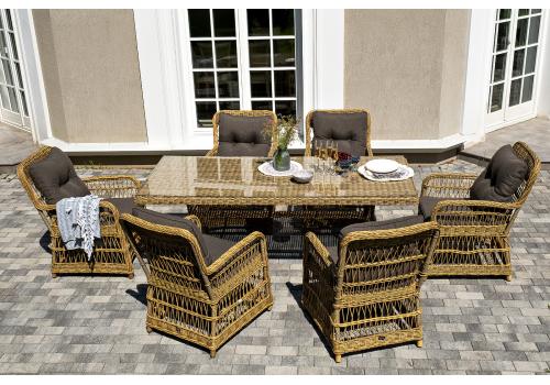  "Цесена" обеденная группа плетеная из искусственного ротанга, цвет соломенный, фото 1 