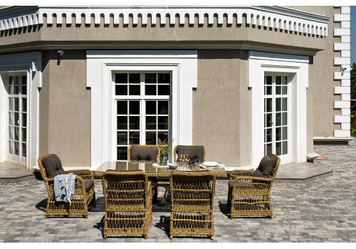  "Цесена" обеденная группа плетеная из искусственного ротанга, цвет соломенный, фото 2 