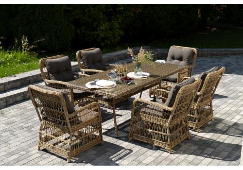  "Цесена" обеденная группа плетеная из искусственного ротанга, цвет соломенный, фото 4 
