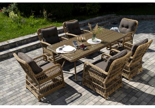  "Цесена" обеденная группа плетеная из искусственного ротанга, цвет соломенный, фото 5 