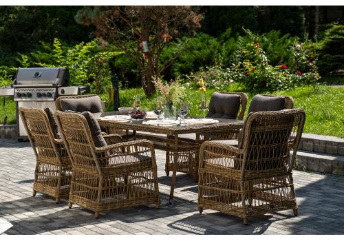  "Цесена" обеденная группа плетеная из искусственного ротанга, цвет соломенный, фото 6 