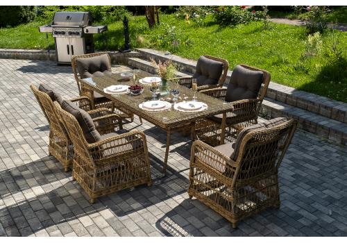  "Цесена" обеденная группа плетеная из искусственного ротанга, цвет соломенный, фото 7 