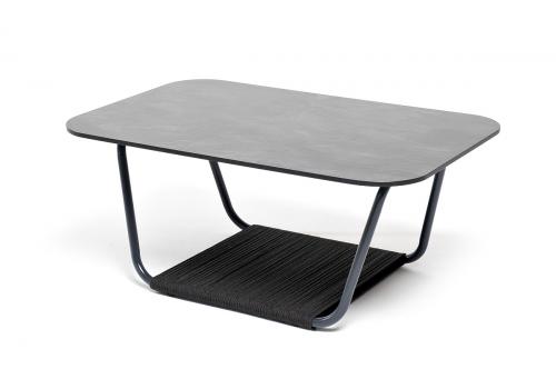  "Гранада" журнальный стол 90х60см из HPL, цвет "серый гранит", каркас темно-серый (RAL7024) муар, роуп темно-серый круглый, фото 3 