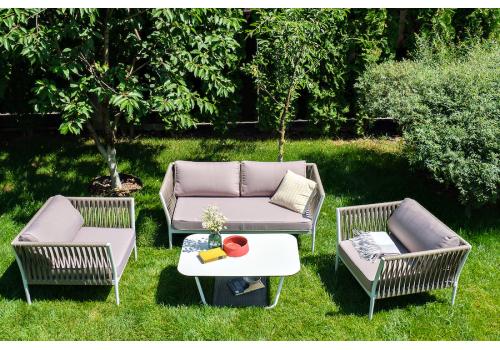  "Касабланка" лаунж-зона плетеная из роупа 4-местная, цвет серо-коричневый, фото 1 