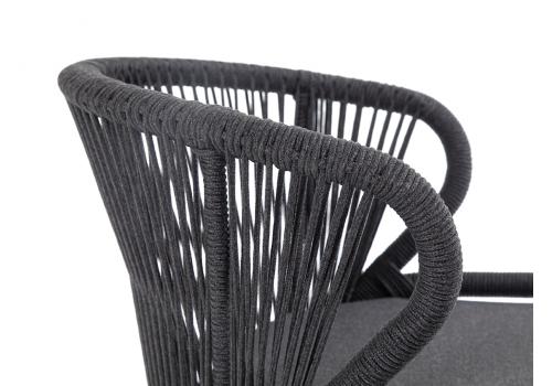  "Милан" стул плетеный из роупа, каркас алюминий темно-серый (RAL7024) муар, роуп темно-серый круглый, ткань темно-серая 027, фото 5 