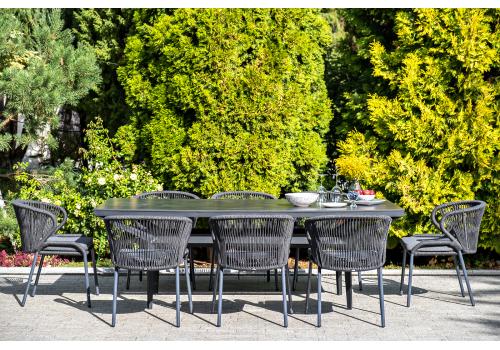  "Милан" стул плетеный из роупа, каркас алюминий темно-серый (RAL7024) муар, роуп темно-серый круглый, ткань темно-серая 027, фото 7 