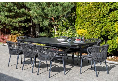  "Милан" стул плетеный из роупа, каркас алюминий темно-серый (RAL7024) муар, роуп темно-серый круглый, ткань темно-серая 027, фото 8 