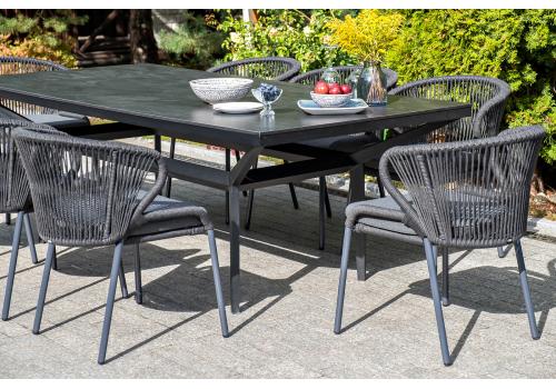  "Милан" стул плетеный из роупа, каркас алюминий темно-серый (RAL7024) муар, роуп темно-серый круглый, ткань темно-серая 027, фото 9 