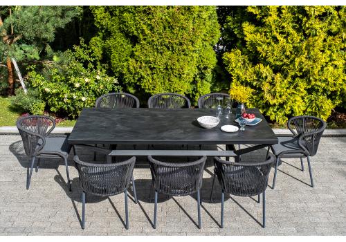  "Милан" стул плетеный из роупа, каркас алюминий темно-серый (RAL7024) муар, роуп темно-серый круглый, ткань темно-серая 027, фото 10 